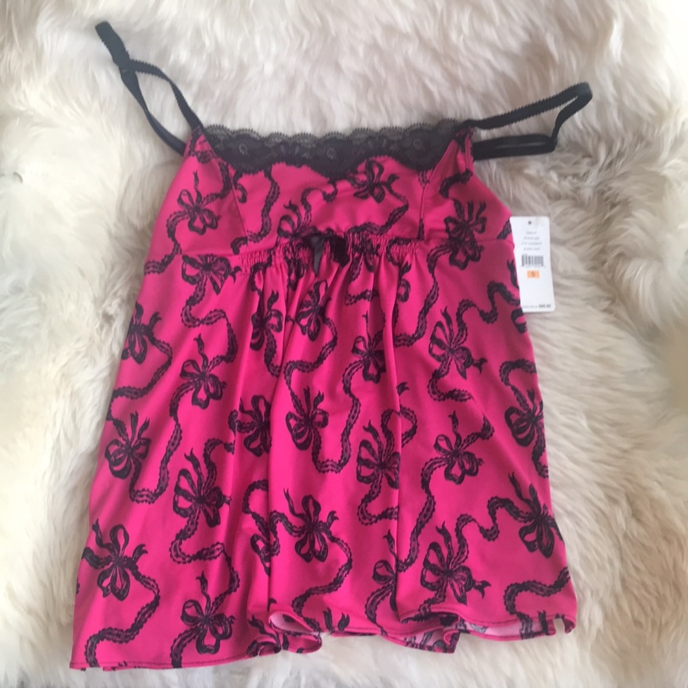 NWT Betsey Johnson 2 pc set slinky ribbon bows pajamas small - Picture 4 of 6
